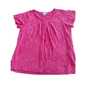 Christopher and & Banks pink textured geometric shirt top women's size Large EUC